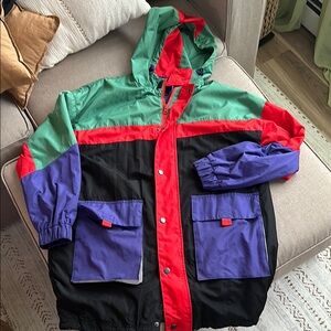 Long line reflective color block wind breaker. Urban outfitters size medium